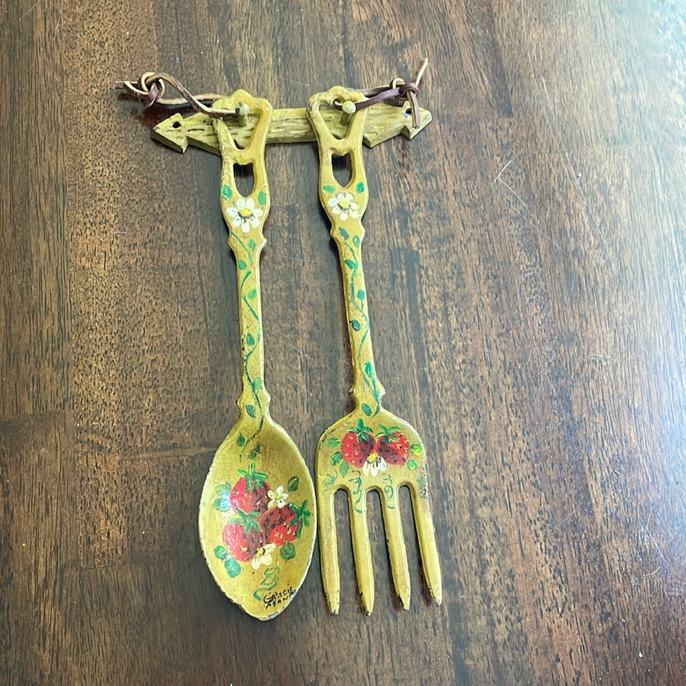 Vintage wrought iron forks spoon set